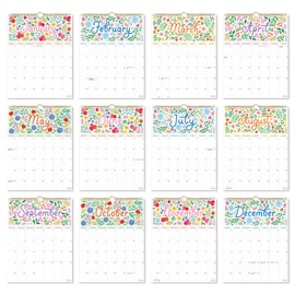 S&O Five Color Floral Wall Calendar from January 2026-June 2027 - Tear-Off Monthly Calendar - 18 Month Academic Wall Planner - Hanging Organizer to Track Anniversaries & Appointments - 13.5"x10.5”in