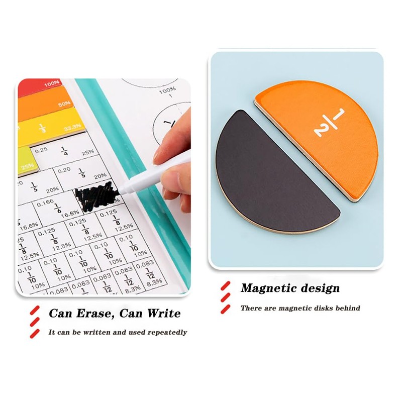 Magnetic Fraction Educational Puzzle Fraction Tiles and Circles, Equip Magnetic