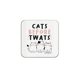 The Victorian Printing Co - Cats Before Tw*ts Funny Single Coaster - Birthday Gift For Cat Lovers