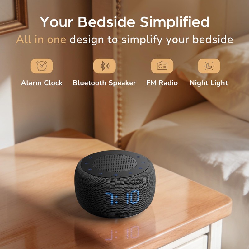 BUFFBEE Alarm Clock with Bluetooth Speaker & FM Radio for
