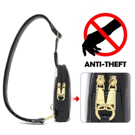 INICAT Sling Bag for Women Touchscreen Small Crossbody Cell Phone Purse Fanny Pack(Black Anti-theft Large)