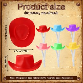 6pcs Desk Goose Outfits Headwear, Plastic Adorable Colorful Cowboy Hats Funny Animal Outfits Accessories Decoration Suitable for 7 Inch Mini Desk Goose (6 Colors)