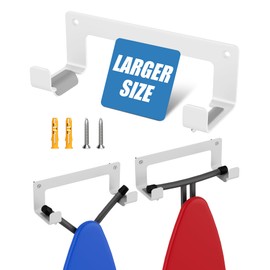 MUSVOH Extra Large Ironing Board Hanger Wall Mount Stainless Steel, Y T Leg Ironing Board Holder Wall Mount for Laundry Room, Iron Board Hooks for Wall Heavy Duty, White