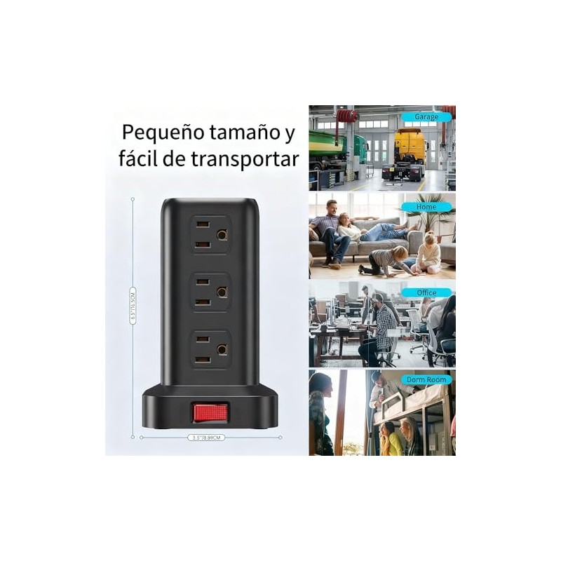 SMALLRT Regleta Torre Multicontacto, Extension Electrica USB C, Conector Multiple