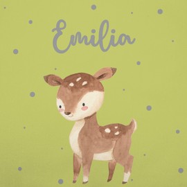 Geschenk mit Namen personalisiert by Shirtracer - Children's Apron for Boys and Girls - Cute Deer, 7 light green
