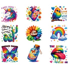 SUPERDANT 9 Stück Bügelbilder Wärmeübertragung Patches Mit Motivierenden Zitaten Bunte Wärmeübertragungsaufkleber DIY Inspirierender Text Bügelbilder für Textilien Für Kleidung T Shirts Rucksäcke