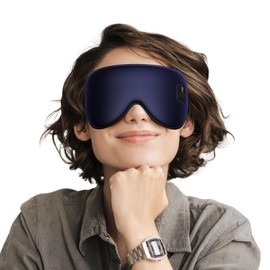 Silk Cordless Heated Eye Mask, Compress Heating Pad for Dry Eye Stye Eye Strain, Blackout Electric Warm Eye Mask for Airplane Sleeping for Travel, Idea for Women/Men (Silk-Blue)