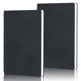 Yarotm Notebook B5 Lined - Pack of 2 Notepad Spiral Binding 26 x 18.5 cm - 100 GSM Paper Lined Diary B5-120 Pages Notepad Spiral Pad - B5 Notebook Travel Diary Black