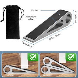 2 Pcs Heavy Duty Door Stopper for Bottom of Door, Aluminum & Rubber Door Stop Wedge- Keep Doors Open in Home, Apartment, Office, Hotel, 4.92L*1.02W*1.22H Inch,Silver