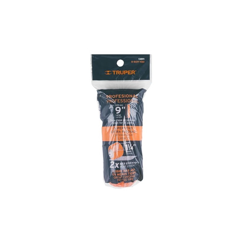 Truper R-ROPI-930, Felpa para rodillo 9" x 1-1/4" superficies extra