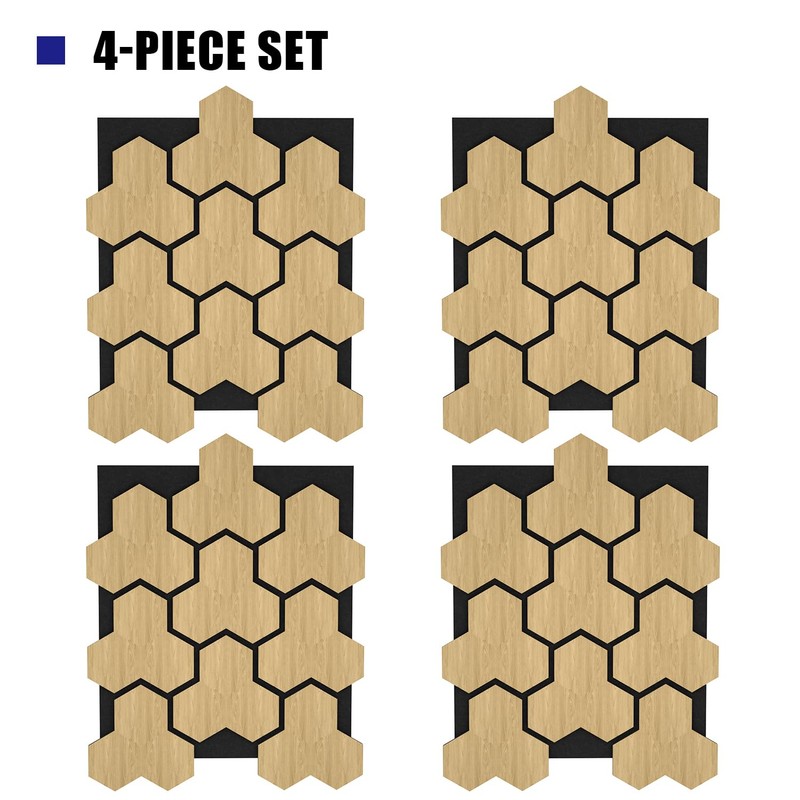4 PCS Sound Absorbing Panels, Wood Soundproof Wall Panels, Decorative
