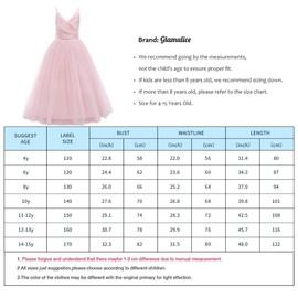Glamulice Pink Girls Lace Bridesmaid Dress Long A Line Wedding Pageant Dresses Tulle Spaghetti Strap Party Dance Gown Petal Pink Flower Girl Dresses Fancy Elegant Formal Princess Birthday Ball Gown 6