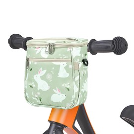 SAMORE Kids Bike Basket Cute Handlebar Bags for Girls Front Bicycle Baskets 2 in 1 Tricycle Handlebar Bag Green