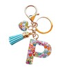 Colorful Initial Letter Keychains with Heart Charm and Tassel