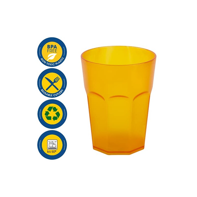 Gariella Plastic Cups Orange Drinking Cups Party Cups Plastic Drinking