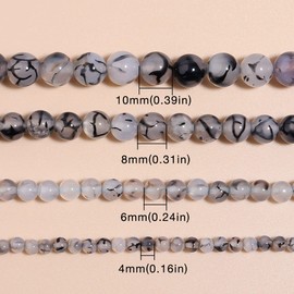 OAIITE abalorio redondas sueltas de ágata de vena de dragón natural de 8 mm, con piedra curativa para hacer joyas, collares, pulseras y collares