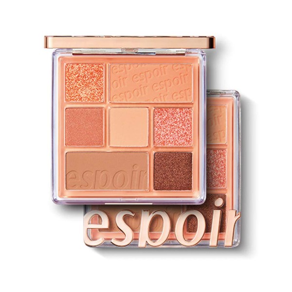 Espoir Real Eye Palette #1 Peachy Like (Warm Peach Color Filter) | Multi-Use Long-Lasting Colors with Sparkling Glitter for Eyeshadow Base and Cheeks Makeup