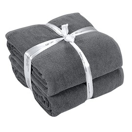 600 GSM - 40 x 80 Inches - 100% Cotton Bath Sheets Pack of 2 - Highly Absorbent Extra Large Bath Sheet Towels Set - Jumbo Oversized Cotton Bath Sheets Towels - Super Soft Hotel Quality Towel (Grey)