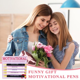 Fychuo Motivational Pens for Women 5 Pack Funny Pens for Work Colleagues Gifts Inspirational Ballpoint Pens Black Ink Rude Pen Set