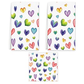 Spring Flowers Spring Kitchen Towels Dish Towels, 18x26 Inch Seasonal Floral Decoration Hand Towels Set of 2 (Blue Pink Valentines Day)