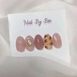 [Handmade Nail Tips] Pumpkin Leopard Nails - Short Ballerina / [수제네일팁] 호박레오파드 네일 - 숏발레리나