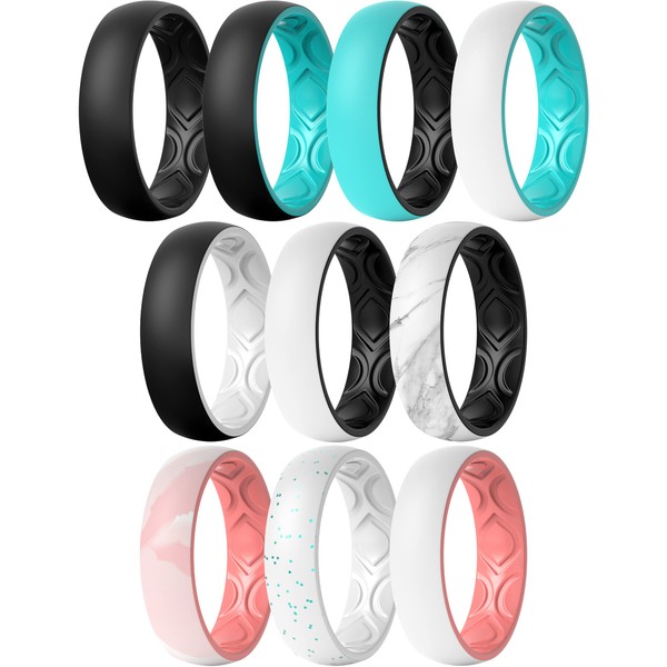 ThunderFit Silicone Wedding Bands for Women, Breathable 2 Layers 5.5mm
