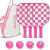 Pink Pickleball Paddles Set of 4, USAPA Approved Fiberglass Pickle