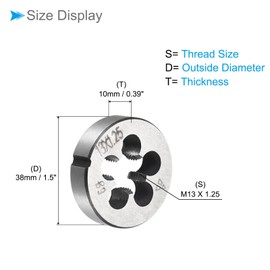 CoCud Metric Adjustable Round Dice M13 X 1.25 Alloy Steel Right Hand Winding Thread Dice - (Application: For Machining Metal Plastic External Threading)
