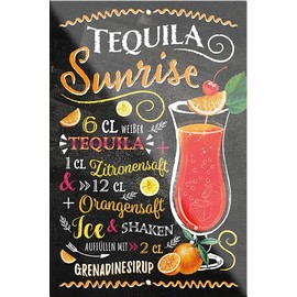 schilderkreis24 Cocktail Recipe Magnet Alcohol Spirits Decorative Fridge Magnet Humour Gift Idea Birthday Christmas 9 x 6 cm (Tequila Sunrise)