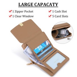 ZAYOKO Women's Small Leather Wallet RFID Blocking with Zip Women's Purse with 6 Card Slots, Pink (pink-1), rfid wallet