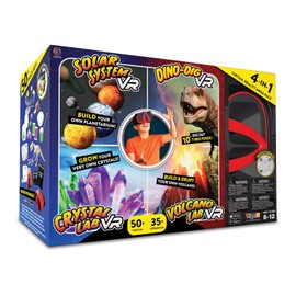 Abacus Brands Virtual Reality 4 in 1 Deluxe VR Lab - Illustrated Interactive VR Book and STEM Learning Activity Set (Solar System, Dino-Dig, Crystal and Volcano) - for Ages 8 and Up