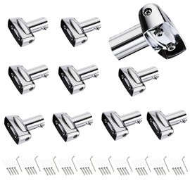 Kokone Shower Curtain Rod Bracket Set of 10 Ajustable 180° Rotation Bracket for Curved Shower Curtain Rods Sturdy Zinc Alloy Wall Mounted Shower Curtain Rod Holder for Bathroom,Wardrobe,Kitchen,Silver