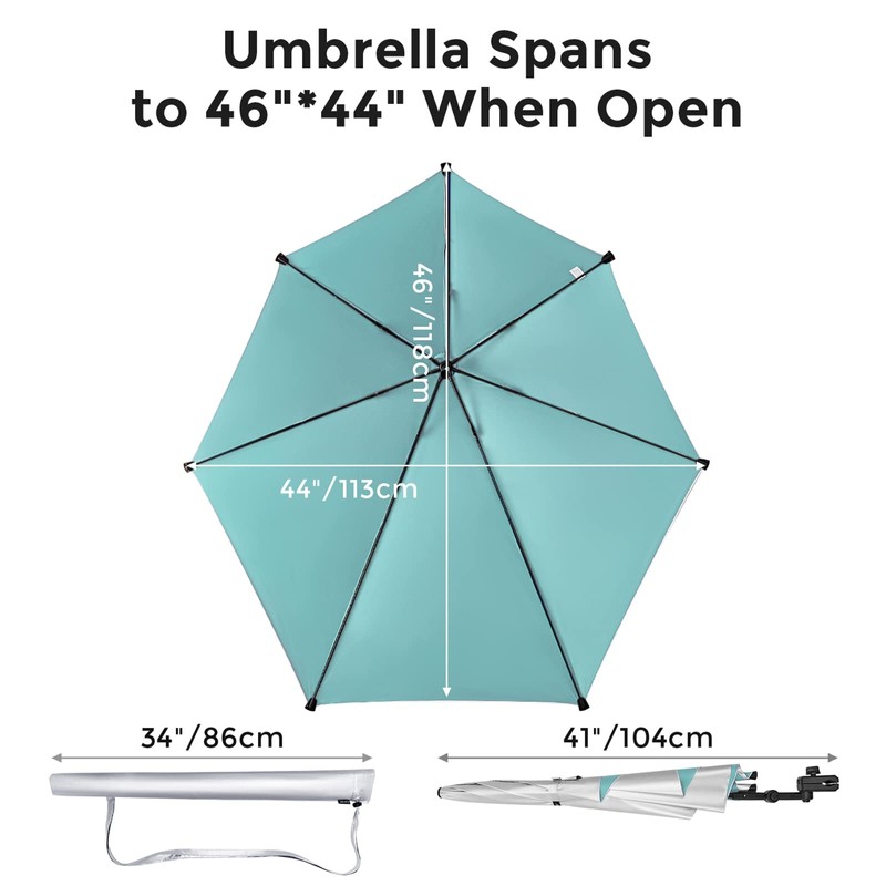 G4Free UPF 50+ Adjustable Beach Umbrella XL with Universal Clamp