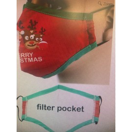 Christmas Cotton Face Mask "Merry Christmas" Adult with Nose Wire Filter Pocket