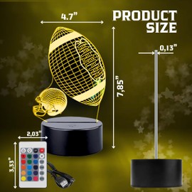 Killer's Instinct Outdoors Football Decor for Boys Bedroom - Football Night Light for Boys Football Lights for Bedroom 3D Illusion Neon Night Light for Bedroom Led Soccer Night Lamp