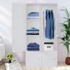 4-Tier Closet Storage Cabinet - White, 8-Cube, Hanging Rod &