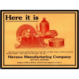 1910 Havana Baby Red Gas Power Engines New Metal Sign: Havana, Illinois