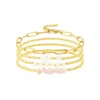Hilufiet 4pcs Exquisite Gold Paperclip Beaded Bracelet Set Adjustable Stackable