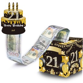 21st Birthday Gifts for Women Men, 21st Birthday Surprise Pull Out Money Gift Box with 35Pcs Transparent Bags, Money Holder for Cash Gift, Fun Ways to Give Cash as A 21st Birthday Gift for Her Him