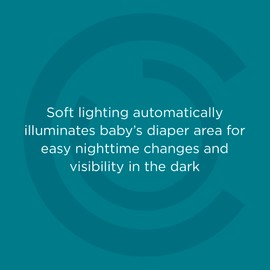 Contours Glow Motion Sensing Light Up Waterproof Wipeable Baby Diaper Changing Pad for Dresser or Table, Adjustable Brightness for Nighttime Change, Easy to Clean Surface, Soft & Comfortable Foam