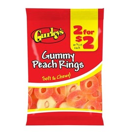 Gurley's Juicy Peach Gummi Rings, Sweet with a Tangy Twist (Pack of 12)