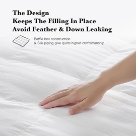 Hotel Grand Luxury White Down Comforter Twin Size, 600 Fill Power All Season Down Duvet Insert Twin, 500 Thread Count 100% Cotton Hotel Bedding Comforters with Stripe Pattern, Made in USA 68x90 Inch