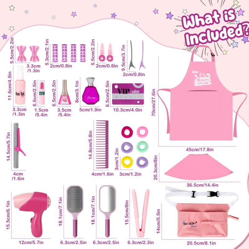 Beauty Salon Set Pretend Play Stylist Hair Cutting Kit Toys
