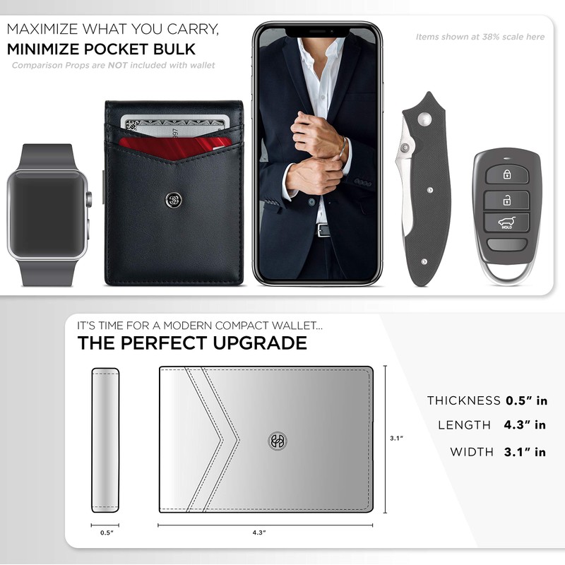 Suavell Slim Wallets for Men. Minimalist Bifold Wallet With Money