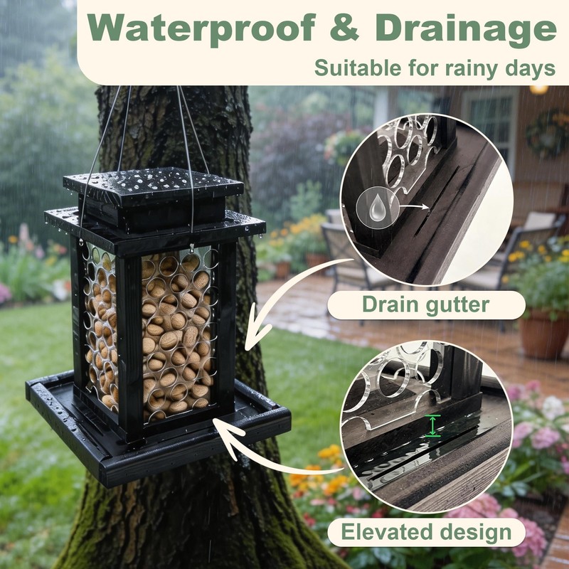 Square Crow Feeder - Hanging Whole Peanut Bird Feeder, Durable