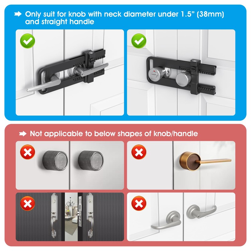 AST Childproof Double Door Security Lock, Adjustable Keyed French Door