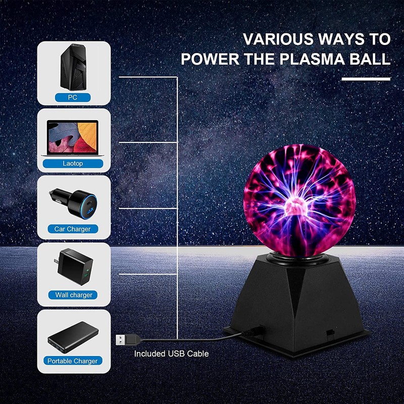 OOTSUN Plasma Ball, 4 Inch Plasma Globe Nebula Thunder Lightning,