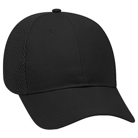 Ashen Fane 6 Panel Structured Low Profile Cotton Twill Polyester Air Mesh Back Hat, Black