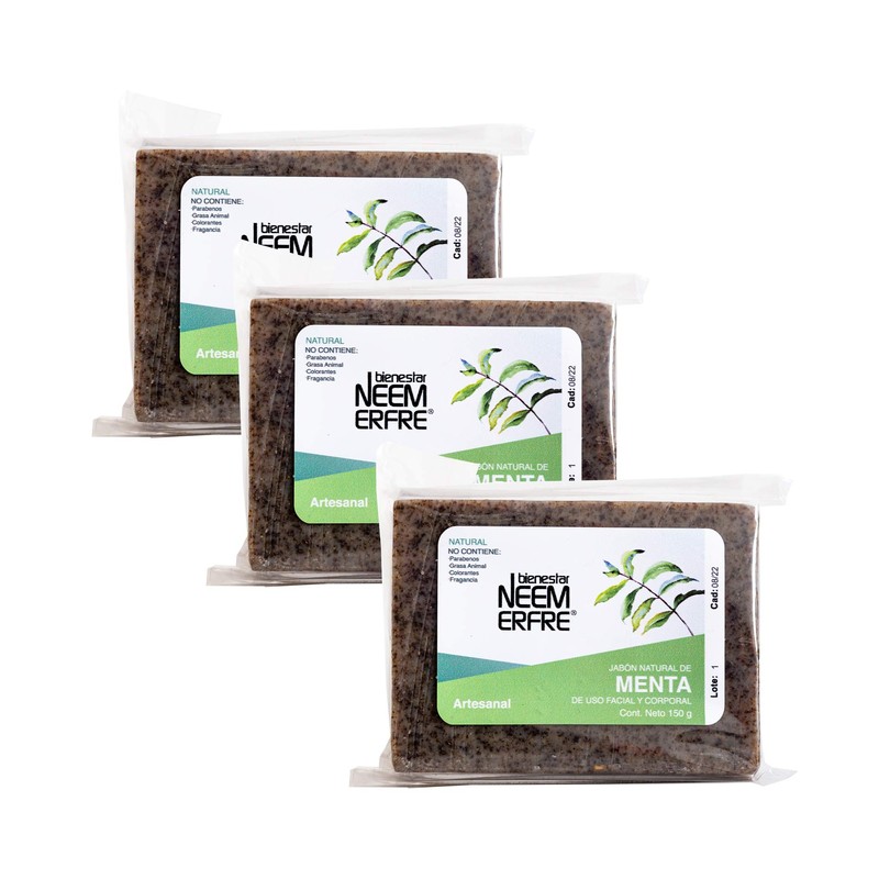 bienestar NEEM ERFRE Jabón Natural Artesanal Menta con Aceite Neem
