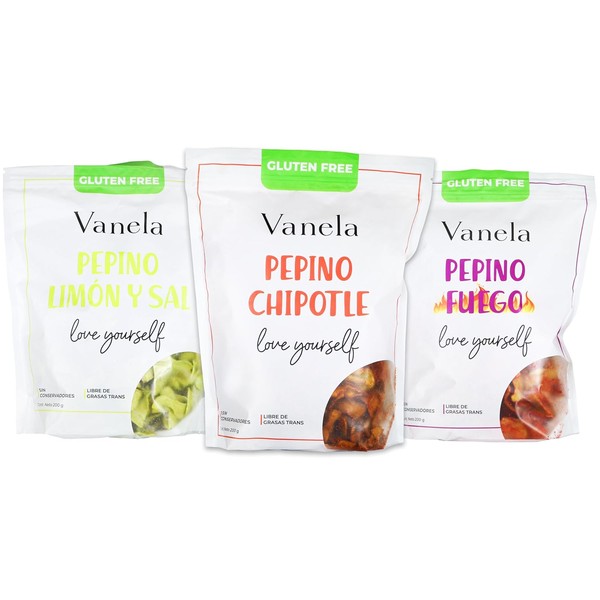 VANELA Snacks Saludables - Chips de Pepino 3 Bolsas Grandes